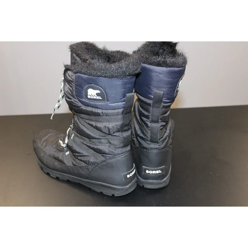 Sorel Whitney Short Lace Boots Womens 9.5 Black Waterproof Winter Snow NL3085